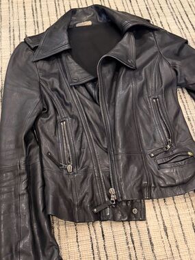 Women's Black Leather Moto Jacket